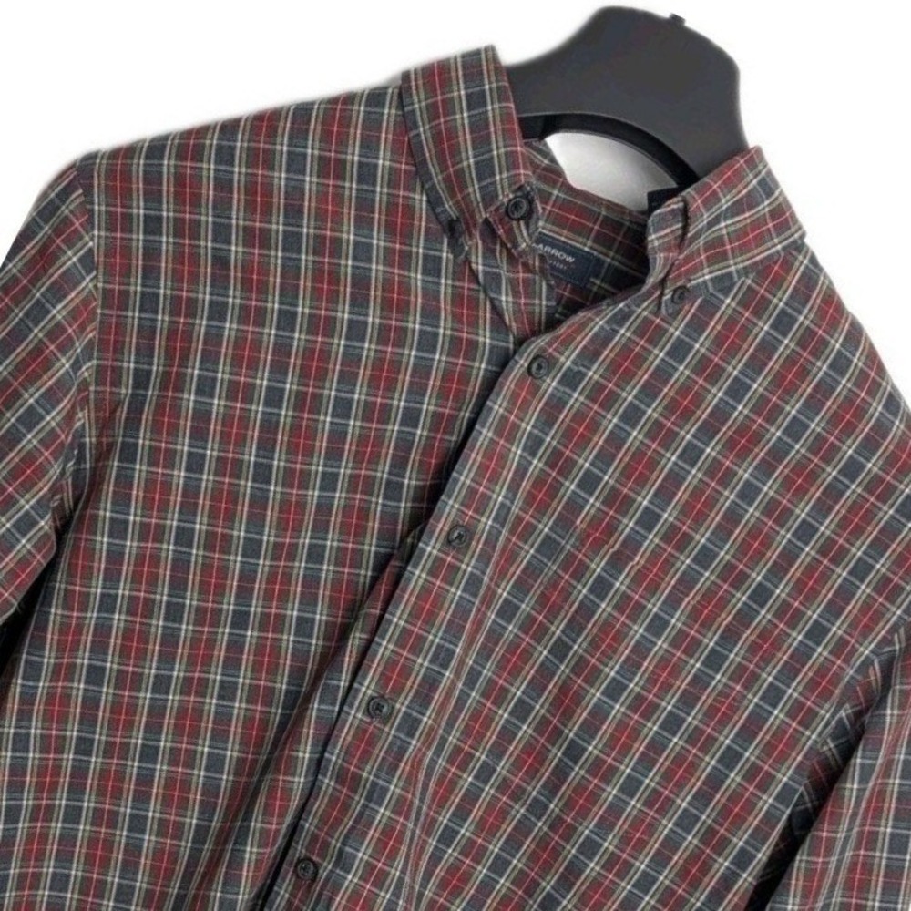 Arrow USA 1851 Mens Medium Plaid Button Down Shirt Red Green Long Sleeve Regular